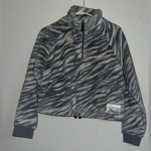 Blue and white Calvin Klein performance fleece quarter zip